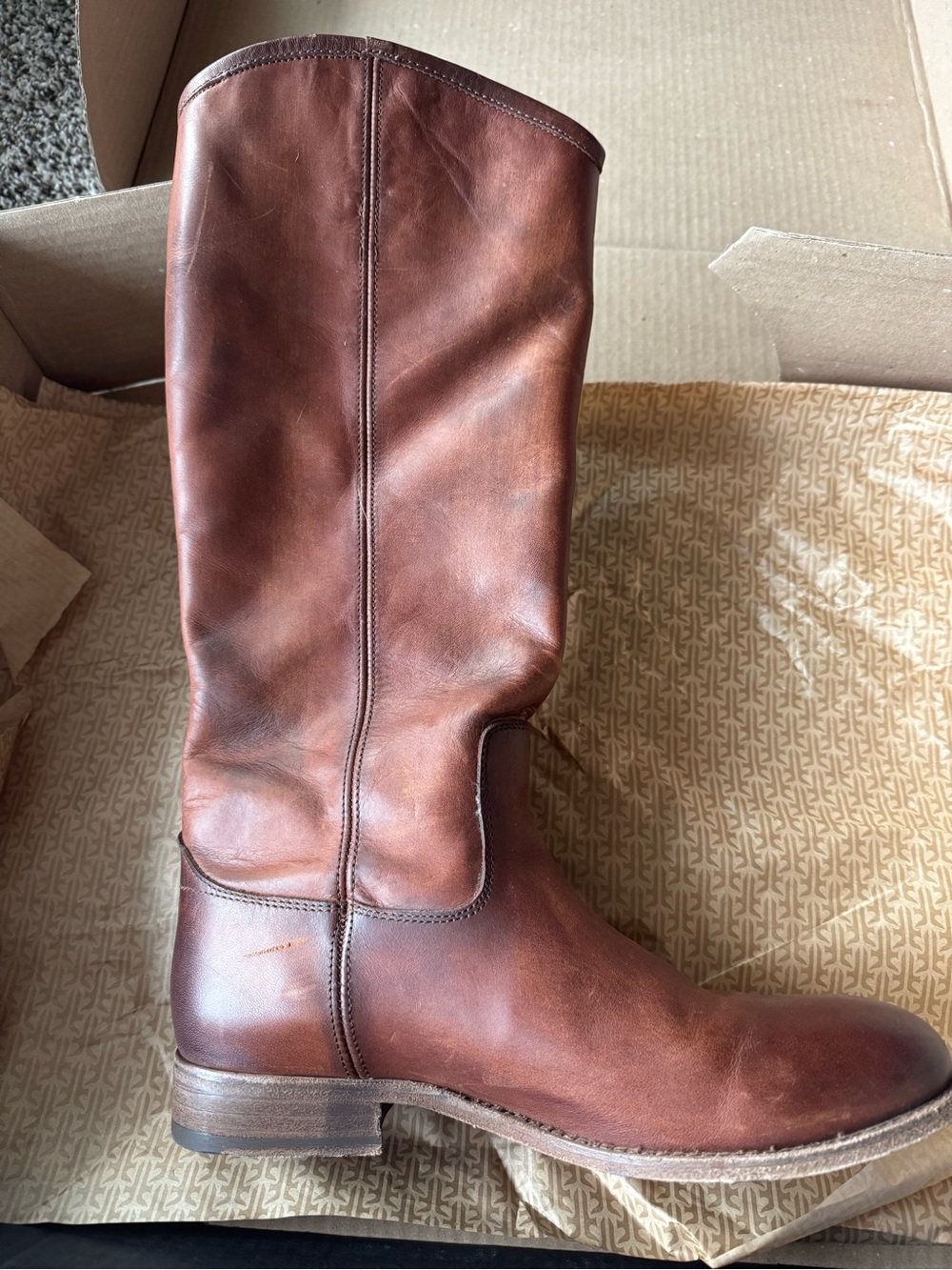 Frye Tall Smooth Leather Riding Boots in Dark Brown - Picture 8 of 12